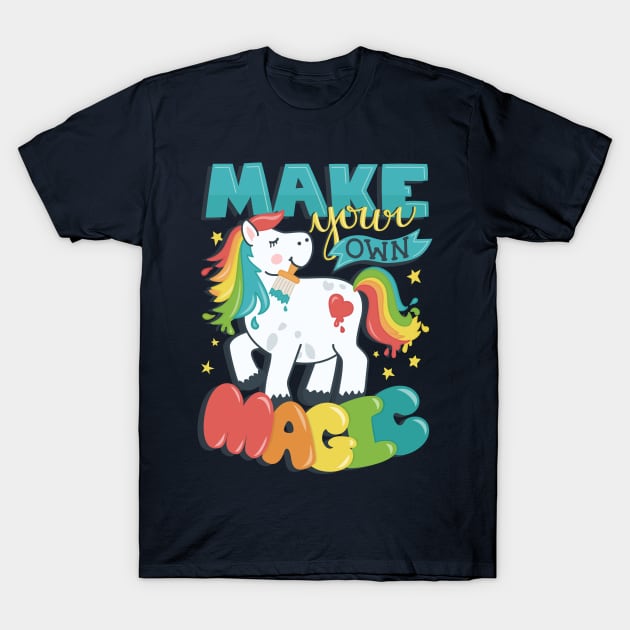 Make Your Own Magic - Rainbow Pony T-Shirt by sixhours